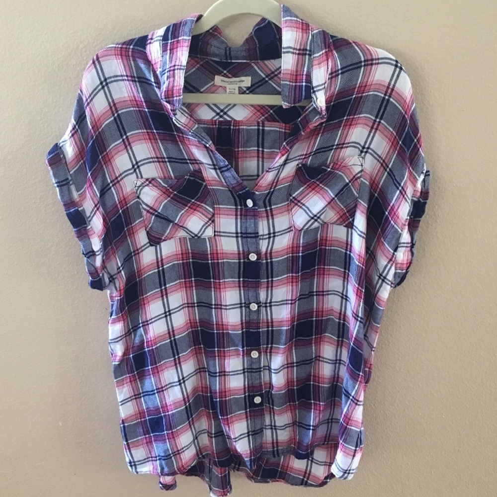 BeachLunchLounge | Pink Blue Flannel Plaid Shirt